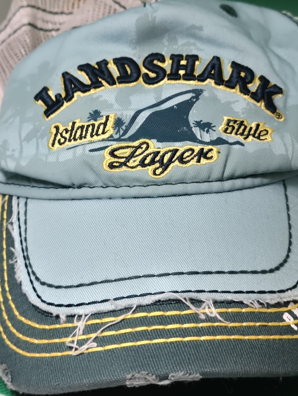 LandShark Lager Distressed Trucker Hat Adjustable Island Style Cap